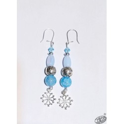 Boucles croix occitane verre et cristal Swarovski turquoise clair