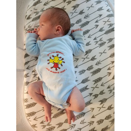 Body bébé manches longues bleu clair M'avètz esperat