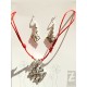 Collier rouge et boucles d'oreilles croix occitane