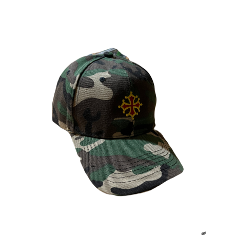 Casquette américaine croix occitane brodée camouflage vert