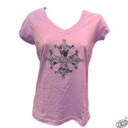 T-shirt Femme Croix occitane dentelle rose