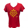 T-shirt Femme rouge croix occitane classique