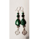 Boucles croix occitane et pierre style malachite