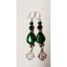 Boucles croix occitane et pierre style malachite