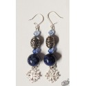 Boucles d'oreilles croix occitane céramique  bleu granité