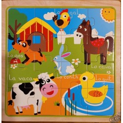 Puzzle 16 pièces Animaux de la ferme occitane