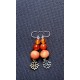 Boucles d'oreilles croix occitane perles verre et céramique coloris orange