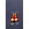 Boucles d'oreilles croix occitane perles verre et céramique coloris orange