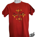 T-shirt  Homme croix occitane stylisée Tribal rouge