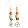 Boucles d'oreilles croix occitane et perles couleur automne