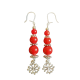 Boucles d'oreilles rouge vermeil et croix occitane