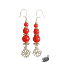 Boucles d'oreilles rouge vermeil et croix occitane