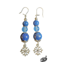 Boucles d'oreilles bleu granité et croix occitane