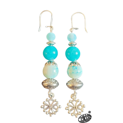 Boucles d'oreilles croix occitane nuage turquoise