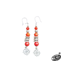 boucles d'oreilles rouges en perles pierre et verre avec croix occitane