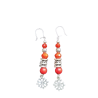 boucles d'oreilles rouges en perles pierre et verre avec croix occitane