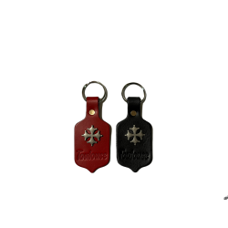 Porte-clés blason cuir et croix occitane métal