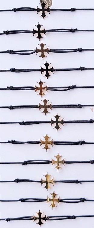 12 bracelets réglables croix occitane dorée