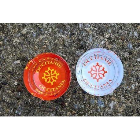 cendrier verre Occitània et croix occitane