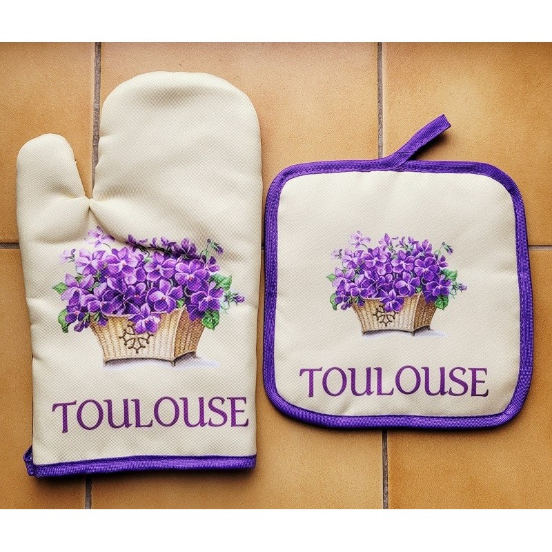 Ensemble gant cuisine et manique violettes Toulouse