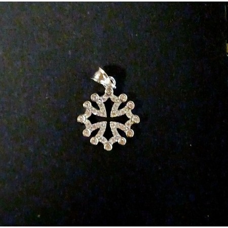 Pendentif croix occitane argent massif et zirconium