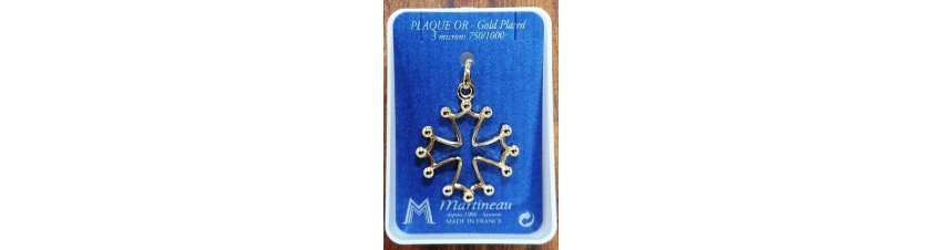 Pendentifs croix occitane plaquée or