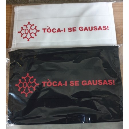 Masque de protection en occitan Tòca-i se gausas (Touches-y si tu oses !)